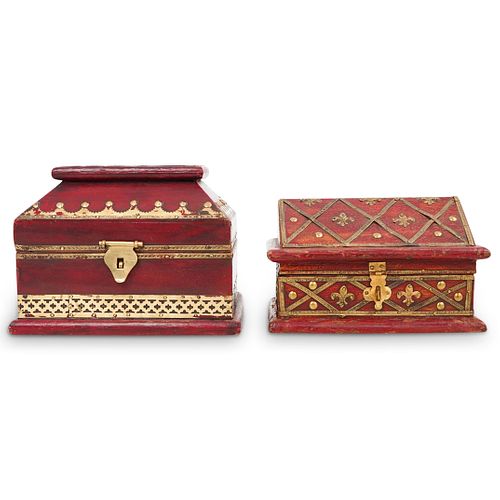(2 PC) WOODEN TREASURE CHEST
