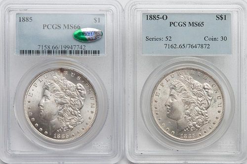 2 PCGS GRADED MORGANS: 1885