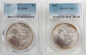 2 PCGS GRADED MORGANS: 1885 (M