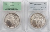 2 PCGS GRADED MORGANS: 1885 (M