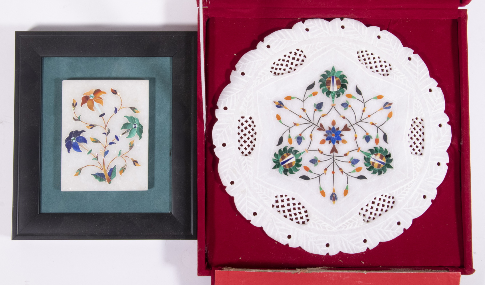 (2 PCS) AGRA, INDIA INLAID MARBLE