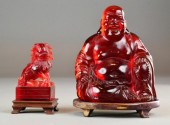(2) Pcs. Amber Resin Carved Bu