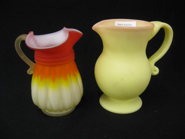 2 pcs. Art Glass Pitchers peachblow