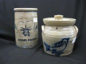 2 pcs. Blue Decorated Stonewar