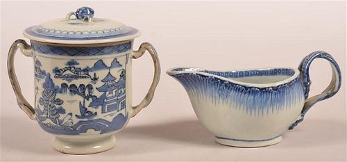 2 PCS. CANTON BLUE AND WHITE