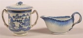 2 PCS. CANTON BLUE AND WHITE O