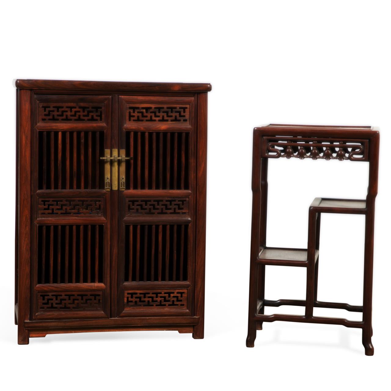 (2 PCS) CHINESE HARDWOOD BOGU STAND