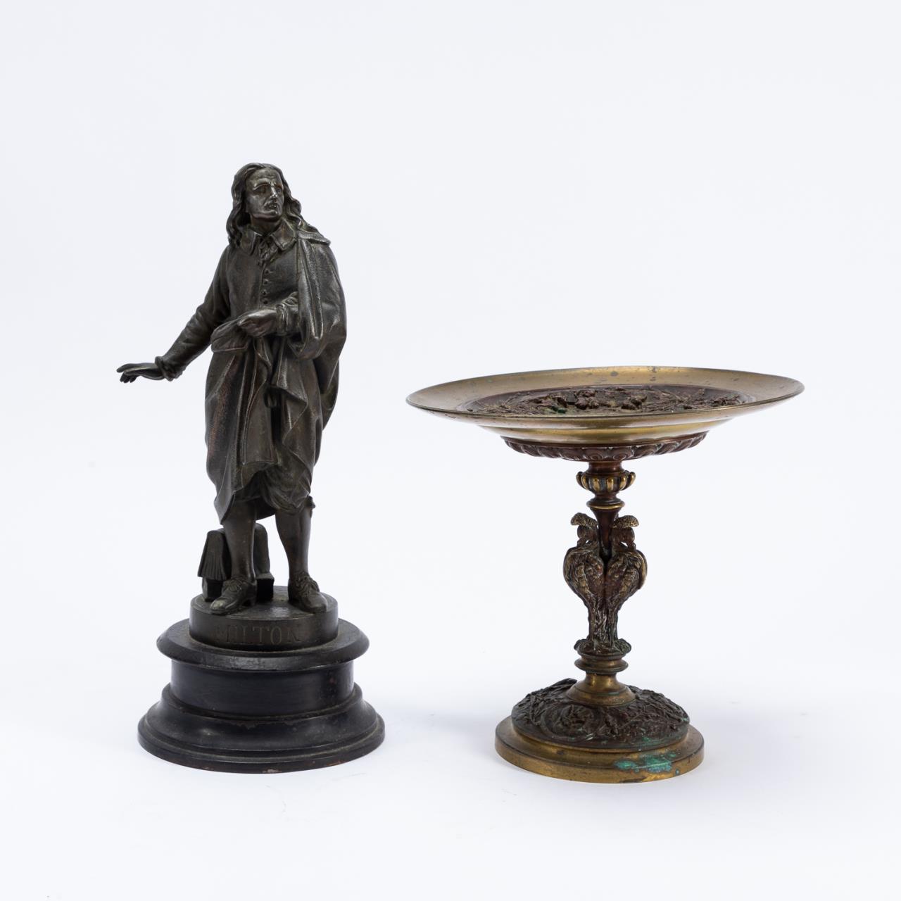 2 PCS, CONTINENTAL BRONZE TAZZA &
