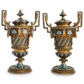 (2 PCS) FRENCH CHAMPLEVE GILT