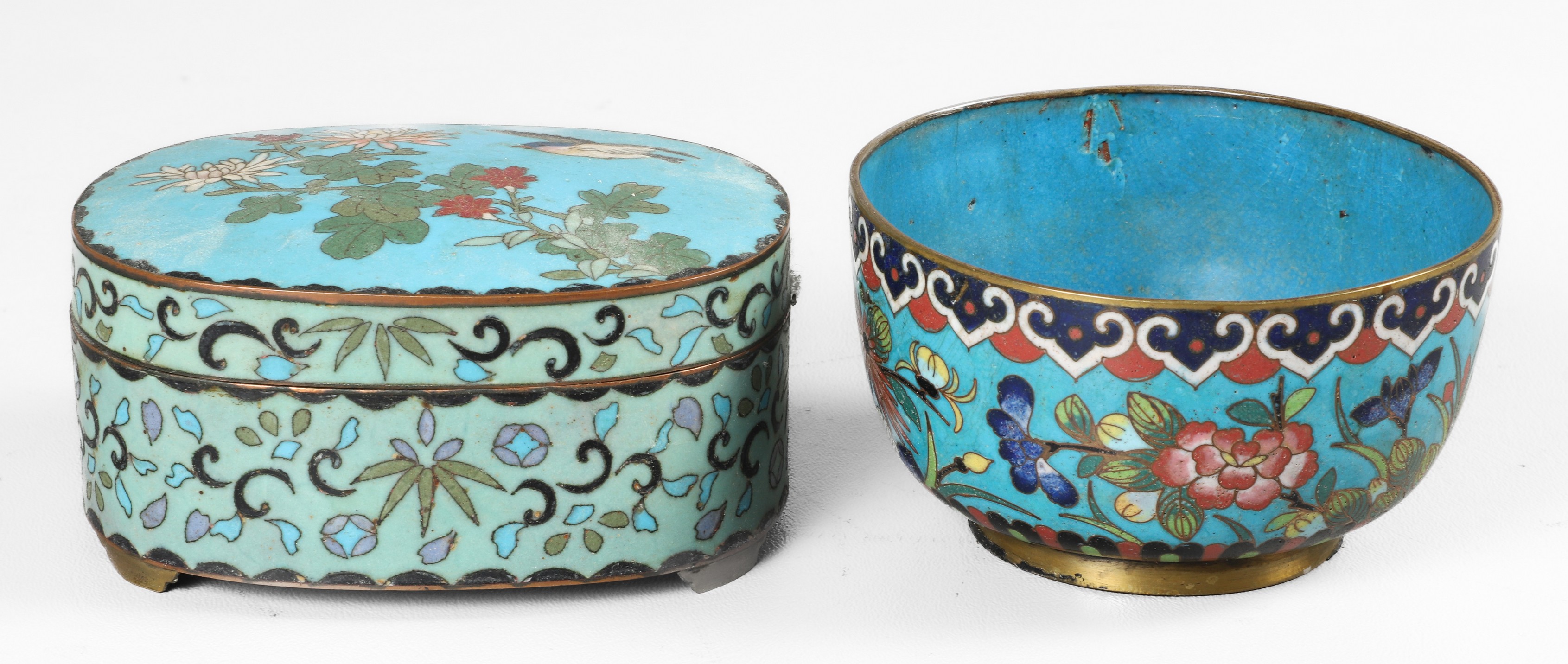 (2) Pcs Japanese cloisonne