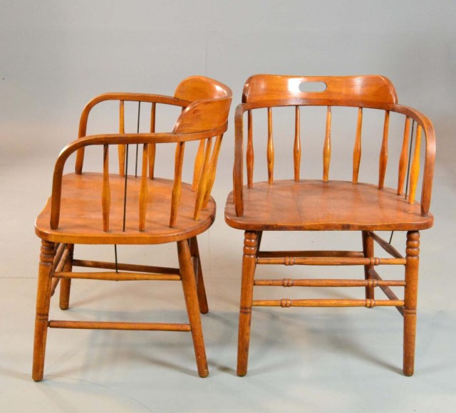 (2) PCS. MAPLE CAPTAIN'S CHAIRSPair
