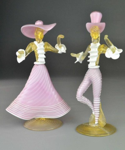 (2) PCS. MURANO GLASS - LADY AND