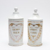2 PCS, PORCELAIN LIDDED APOTHE