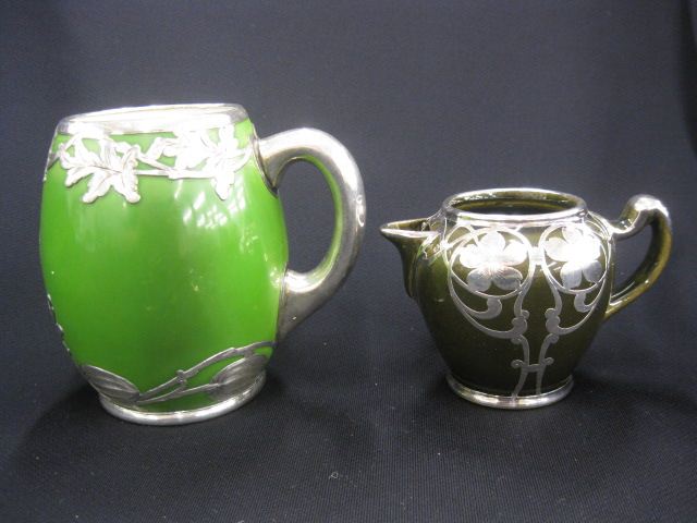 2 pcs. Silver Overlay Porcelains
