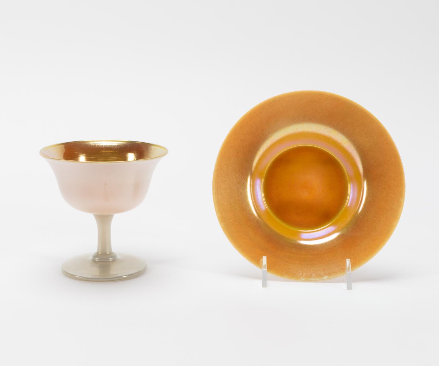 2 PCS STEUBEN AURENE & OPAL SHERBET