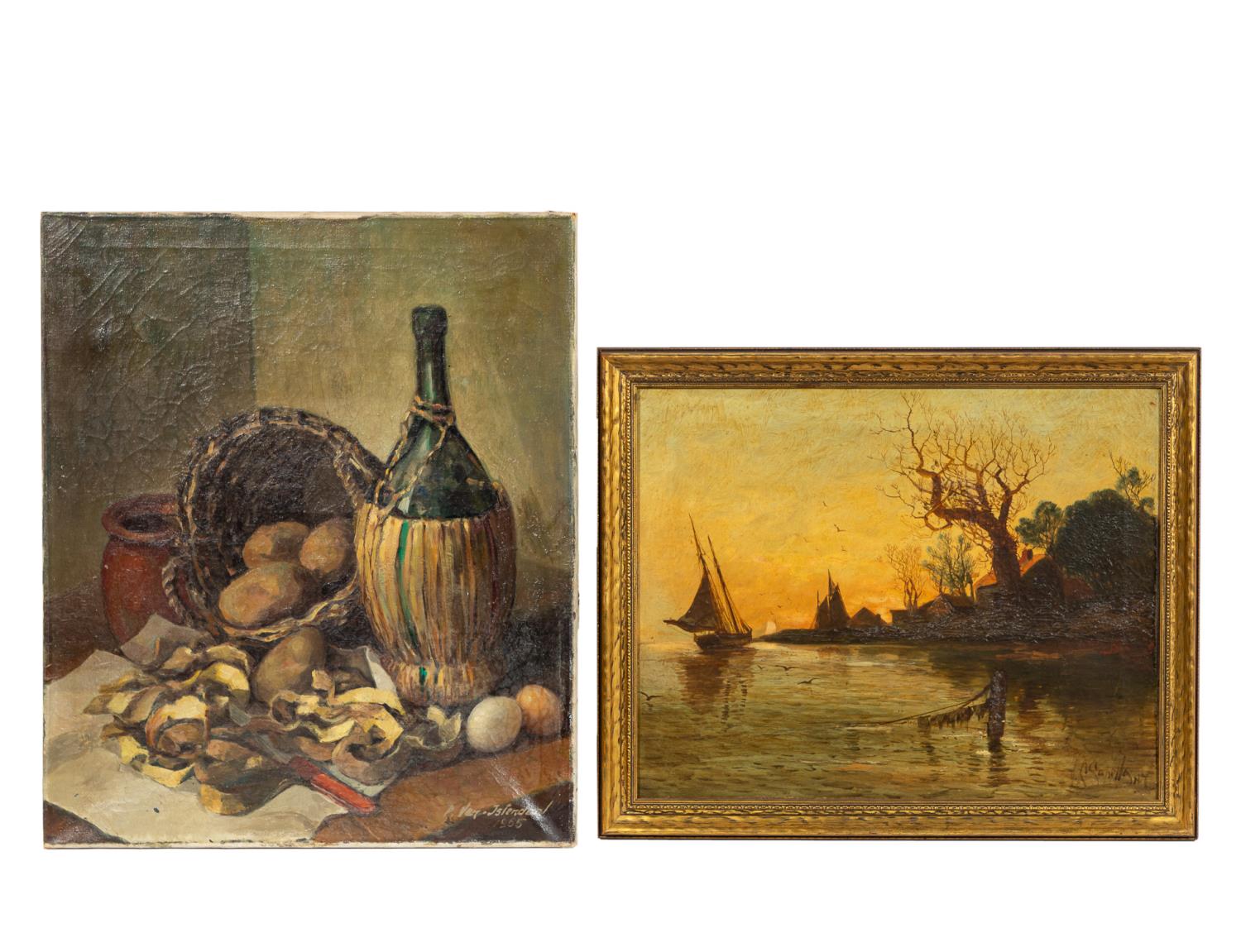2 PCS, STILL LIFE AND LANDSCAPE