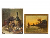 2 PCS, STILL LIFE AND LANDSCAP