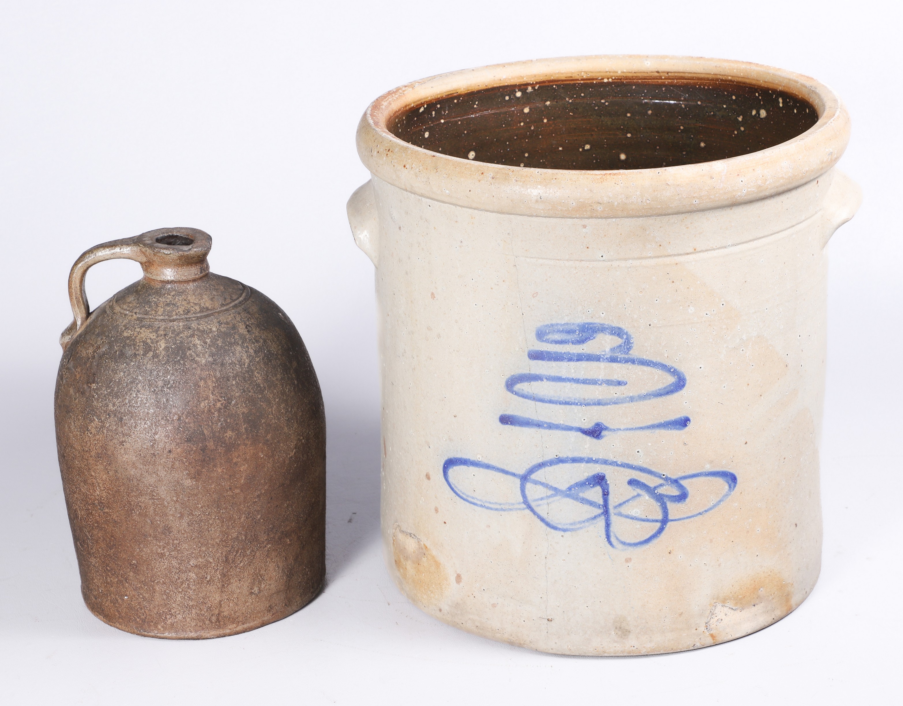 (2) Pcs stoneware, c/o crock with