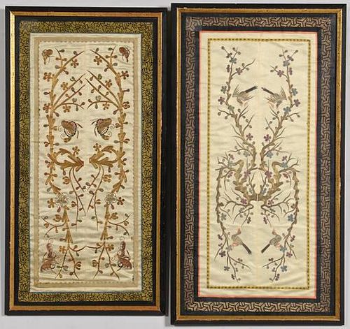 2 PEKING STITCH EMBROIDERIESPair of