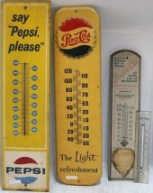 2 PEPSI-COLA LITHOGRAPH TIN AD
