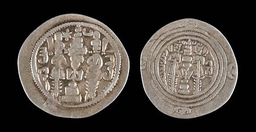 2 PERSIAN SASANIAN SILVER DRACHM