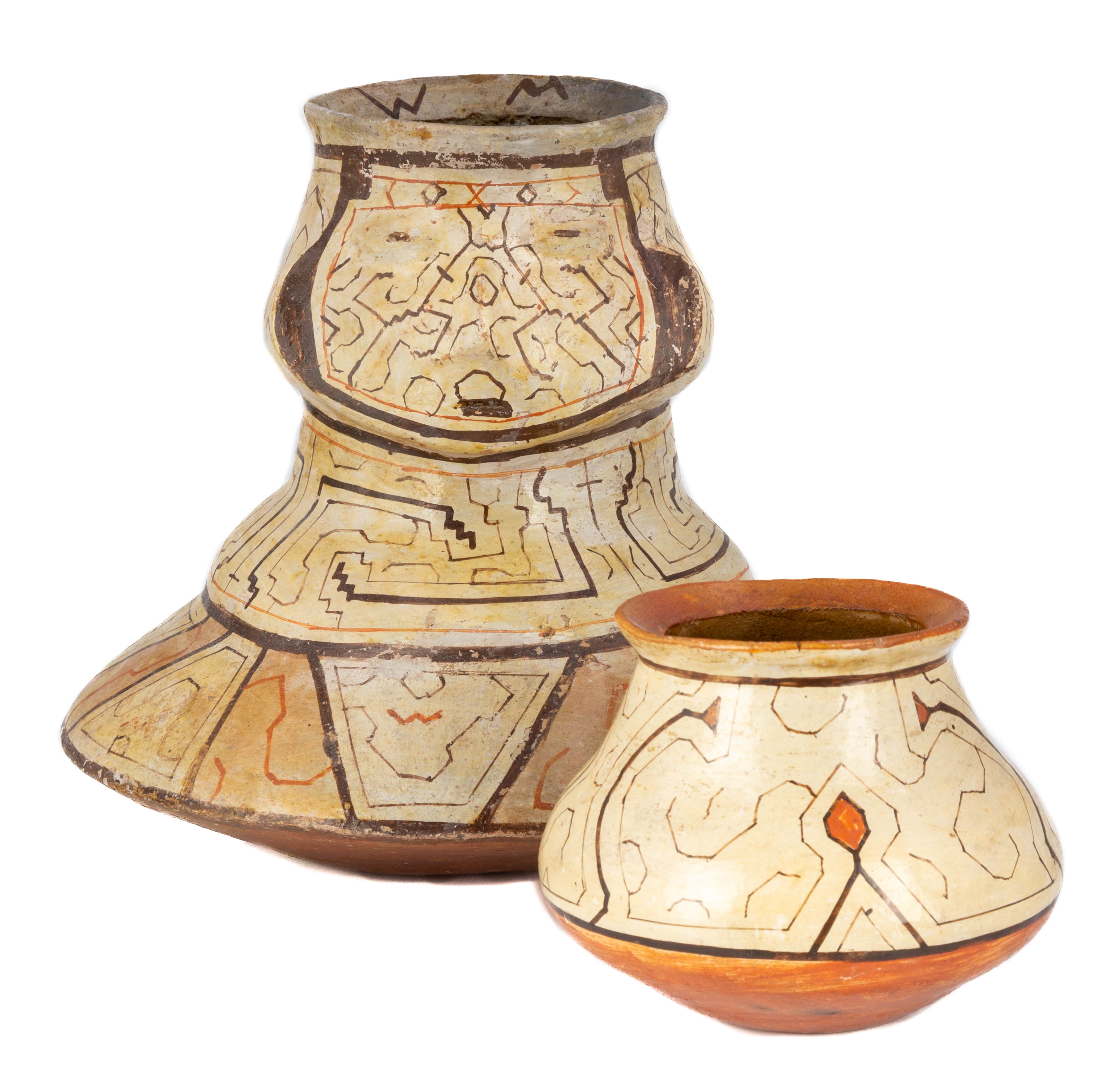 (2) PERUVIAN POTS, SHIPIBO