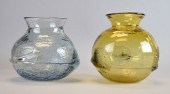 2 PETER BRAMHALL ART GLASS VAS