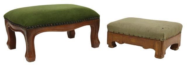 (2) PETITE UPHOLSTERED OAK-FRAMED