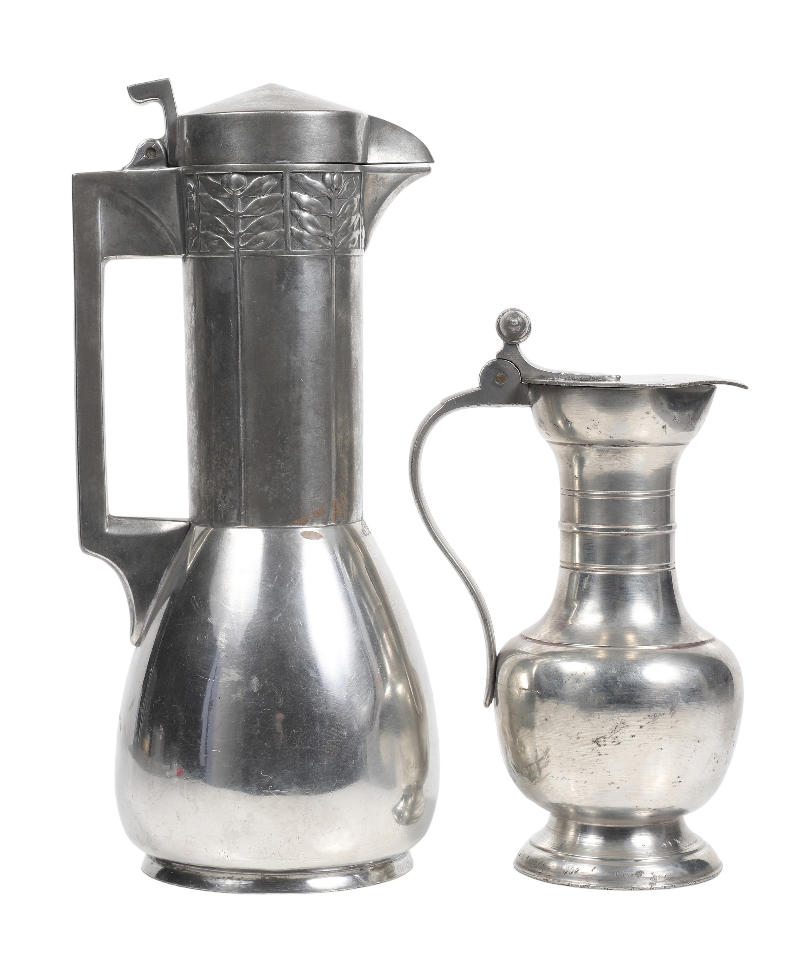 (2) Pewter pitchers to include Arts