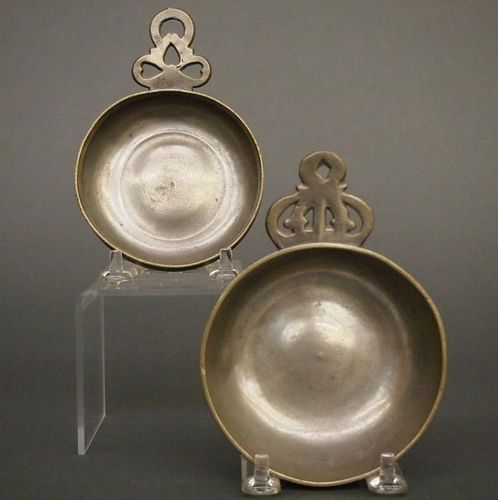 2 PEWTER PORRINGERSTwo late