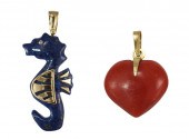 2 PIECE 18K SODALITE SEAHORSE