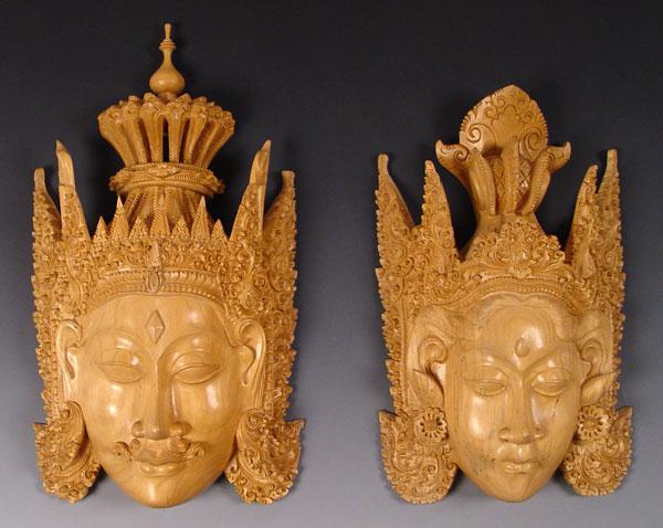 2 PIECE CARVED BALINESE WOOD