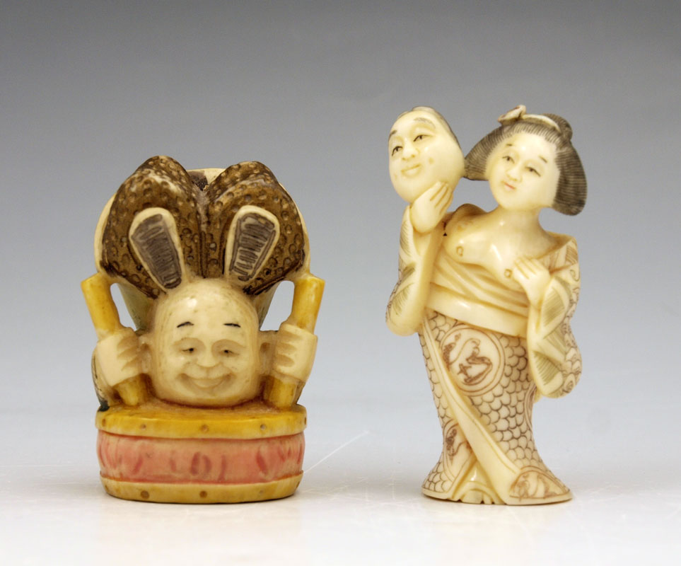 2 PIECE CARVED IVORY FIGURES