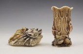 2 PIECE CARVED IVORY FLOWER FR