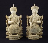 2 PIECE CARVED IVORY SEATED RO