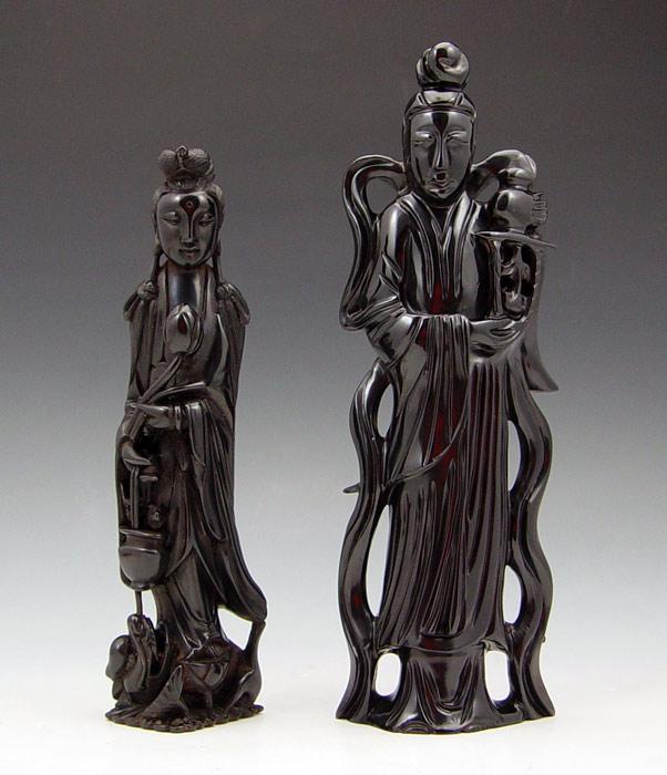 2 PIECE CHINESE CARVED RED AMBER