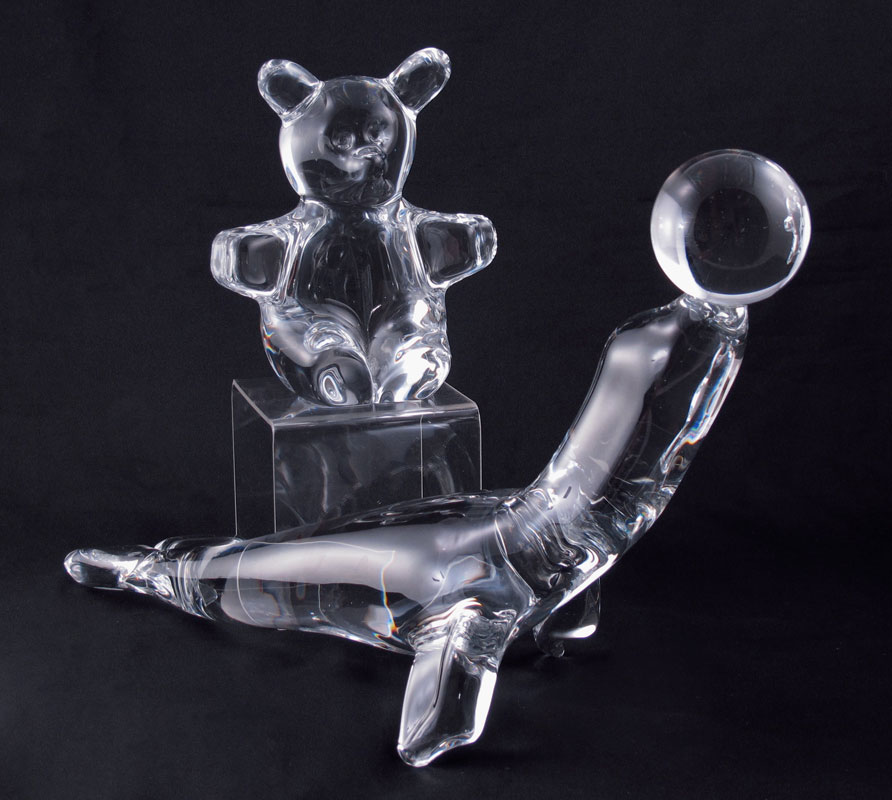 2 PIECE DAUM FRENCH CRYSTAL SEAL