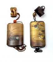2 PIECE EARLY JAPANESE GILT IN