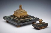 2 PIECE MARBLE & BRONZE EGYPTI