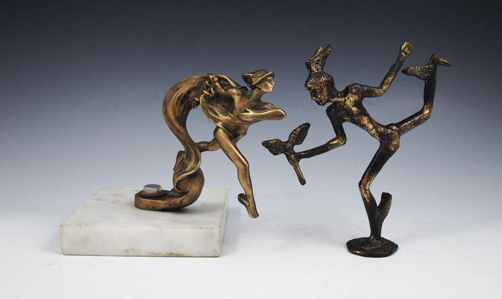 2 PIECE MERCURY SCULPTURE METAL