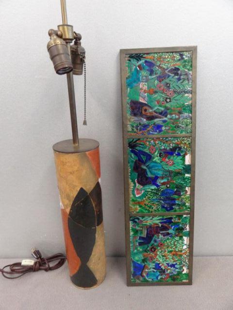 2 Piece Midcentury Enamel Lot.