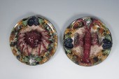 2 PIECE PALISSY STYLE MAJOLICA