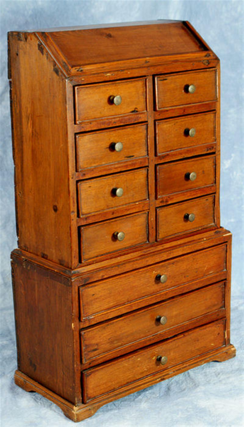 2 piece pine Georgian chest on
