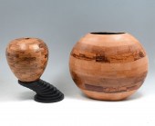 2 PIECE SEGMENTED WOOD VASES: