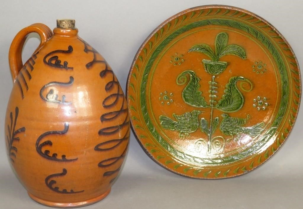 2 PIECES FOLK ART REDWARE BY GREG