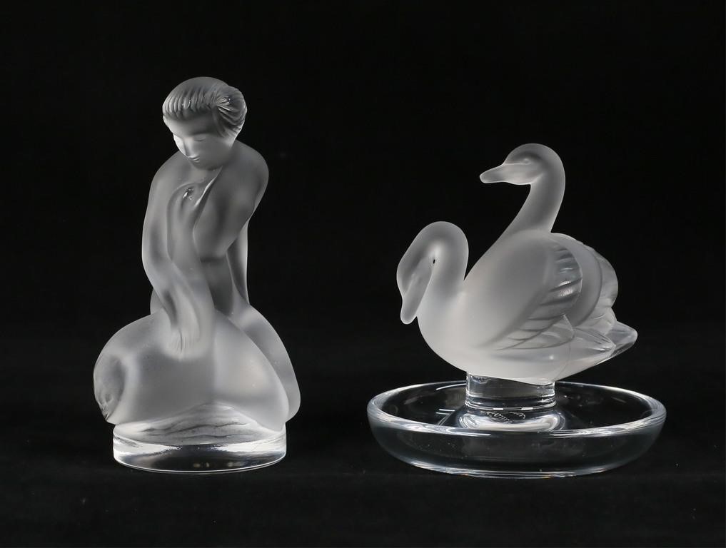 2 PIECES LALIQUE RING DISH &