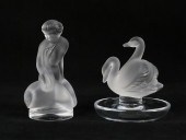 2 PIECES LALIQUE RING DISH & F