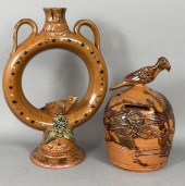 2 PIECES OF FOLK ART REDWARE B