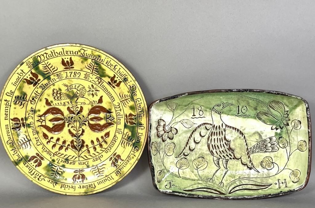 2 PIECES OF FOLK ART SGRAFFITO