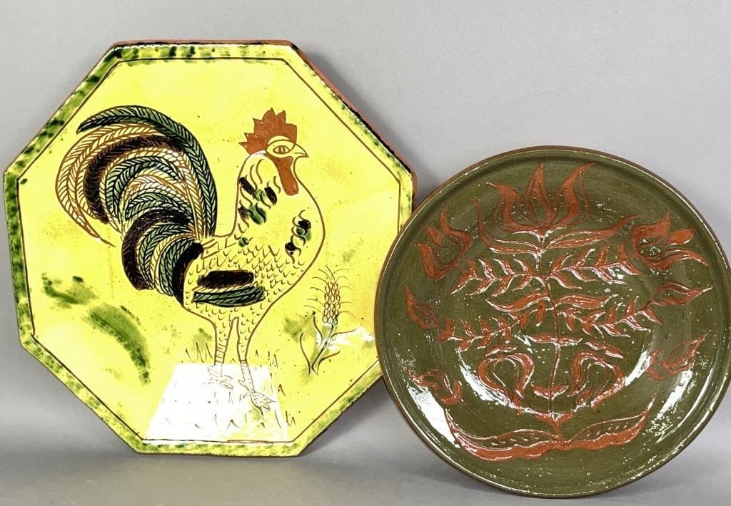 2 PIECES OF FOLK ART SGRAFFITO